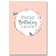 Personalised Bird & Flower Birthday Card